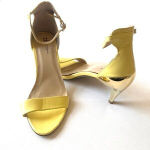 Boston Design Studio Yellow Ankle Strap Heels‎ with Gold accent, Size 8, NWOT